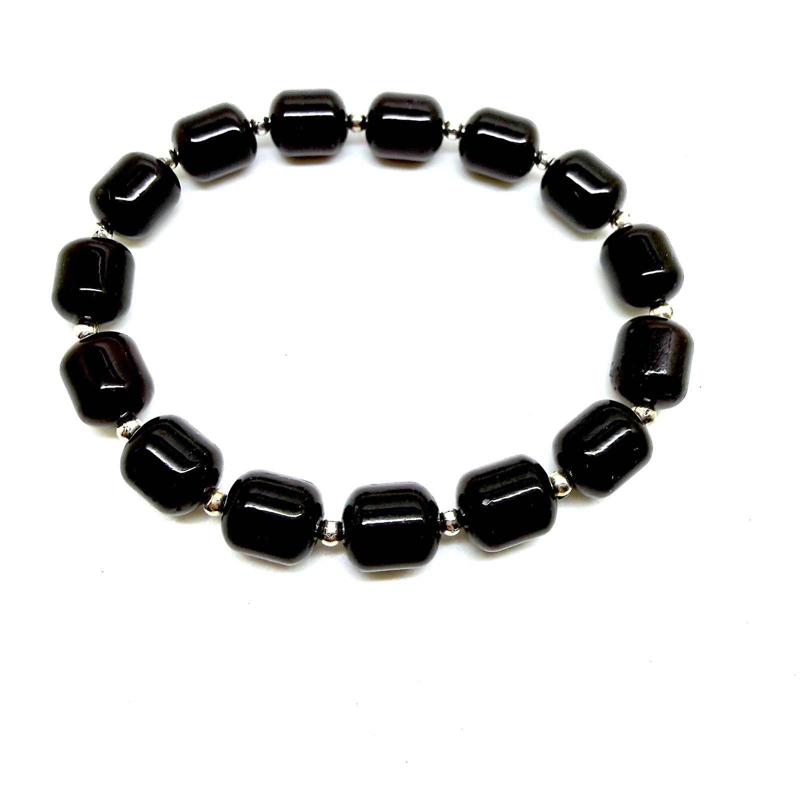 Baltic Amber Beaded Bracelet Cherry 11x9mm Barrel Stretch Healing 11.6g