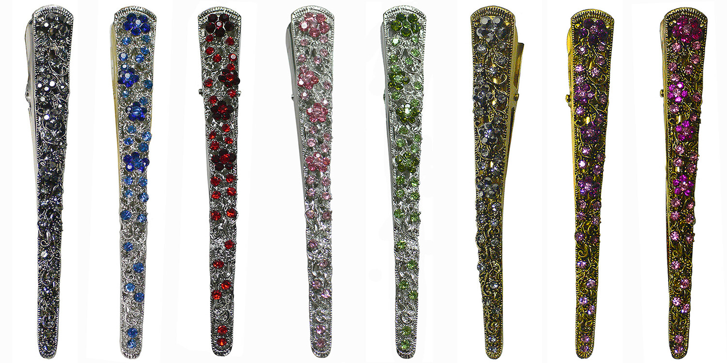 Set of 8 JCGY Metal Crystal Alligator Duckbills Beakclips 8 Colors NM86110-2-8