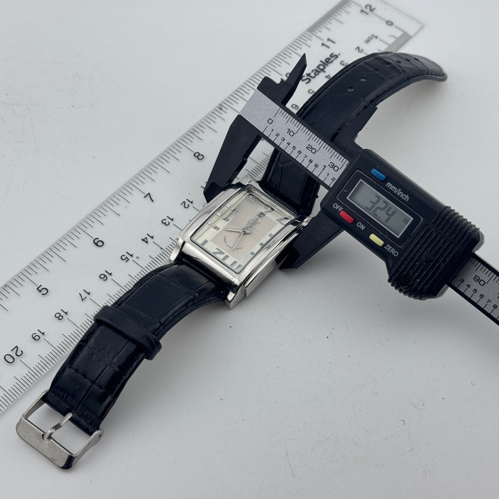 U.S. Polo Assn. Quartz Watch Men Silver Black Rectangle Date Analog New Battery