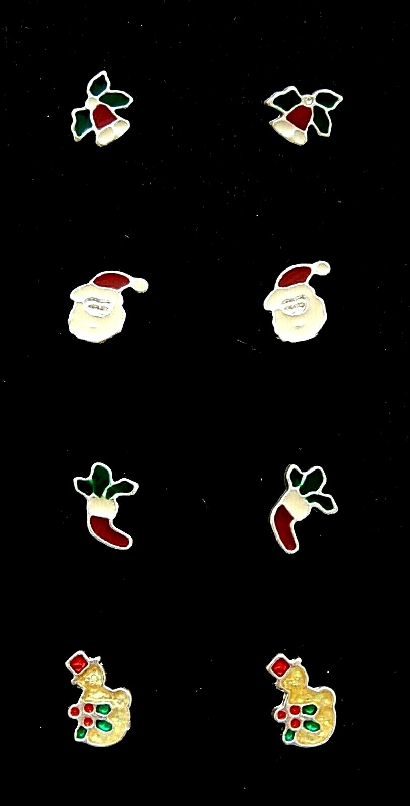 Set of 4 Pair Assorted Lot Christmas Stocking Bells Pierced Snowman Earrings