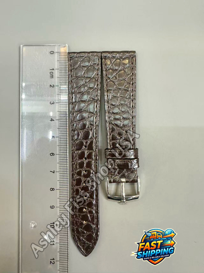 ROLEX Genuine Brown Crocodile Leather Watch Strap 20-16mm Silver Buckle NOS Rare