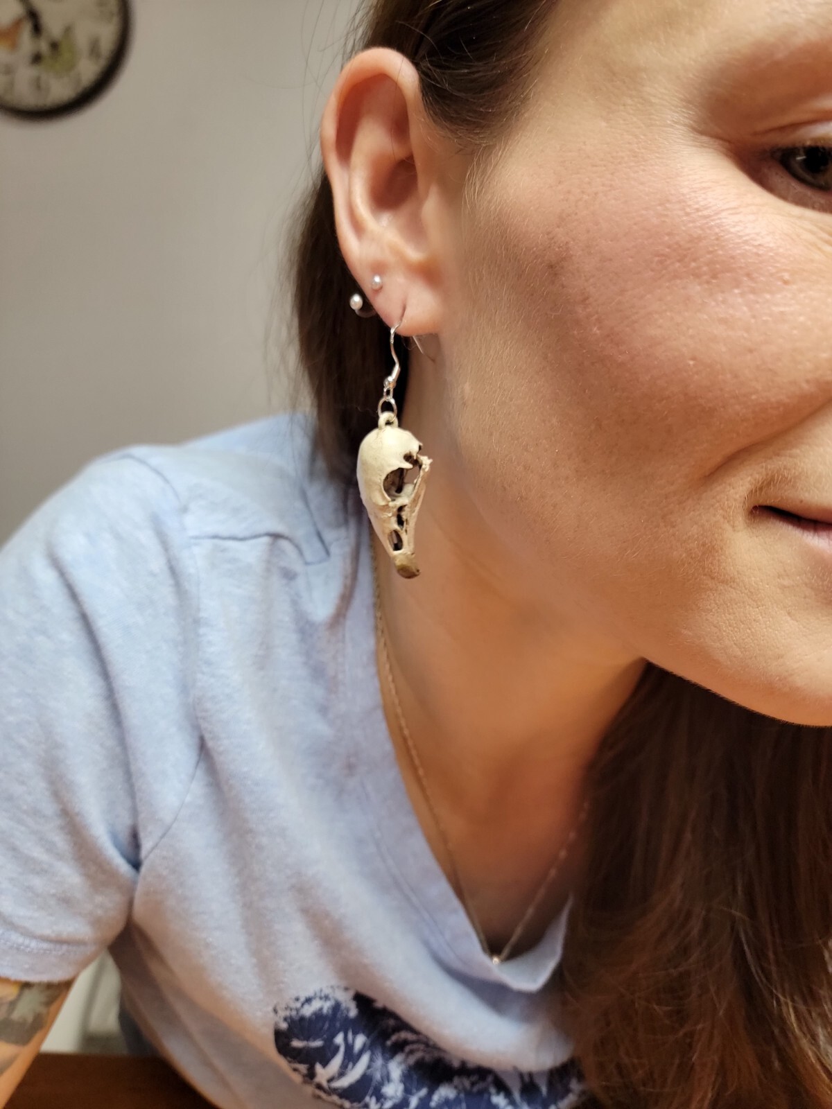 Turkey Vulture museum grade 3D replica skull bone earrings euromount style new