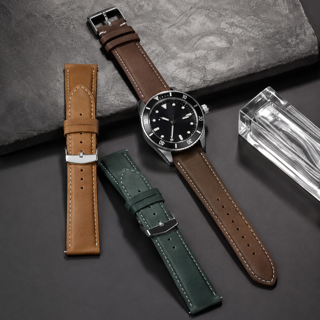 Genuine Calfskin Watch Band 18mm 20mm 22mm Quick Release Leather Strap