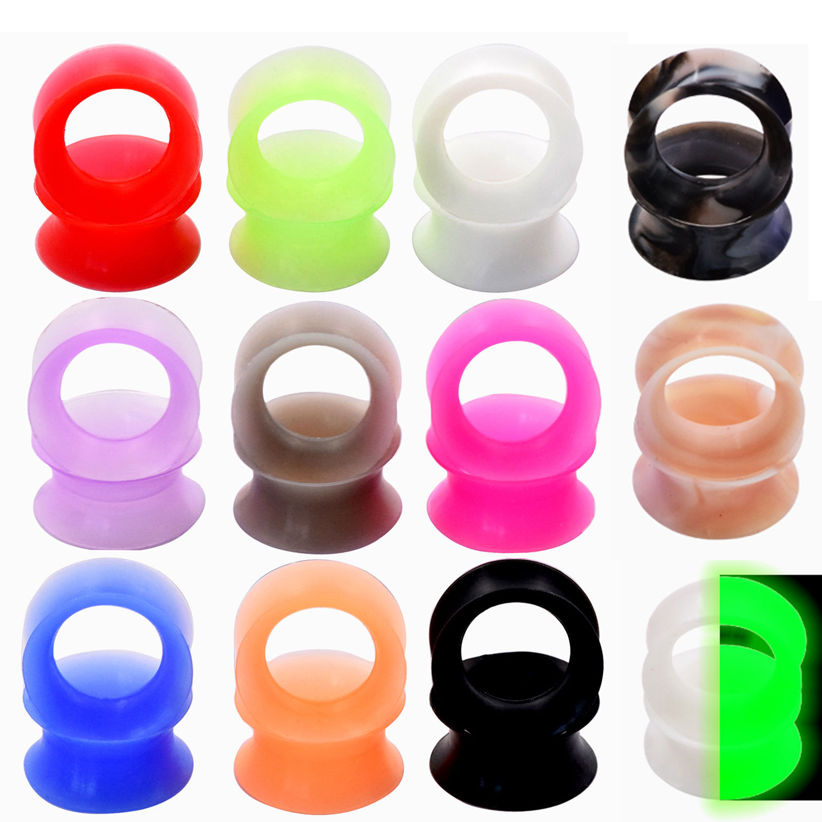 Lot 36pcs Silicone Ear Gauges Flesh Tunnel Plugs Body Piercing Jewelry Wholesale