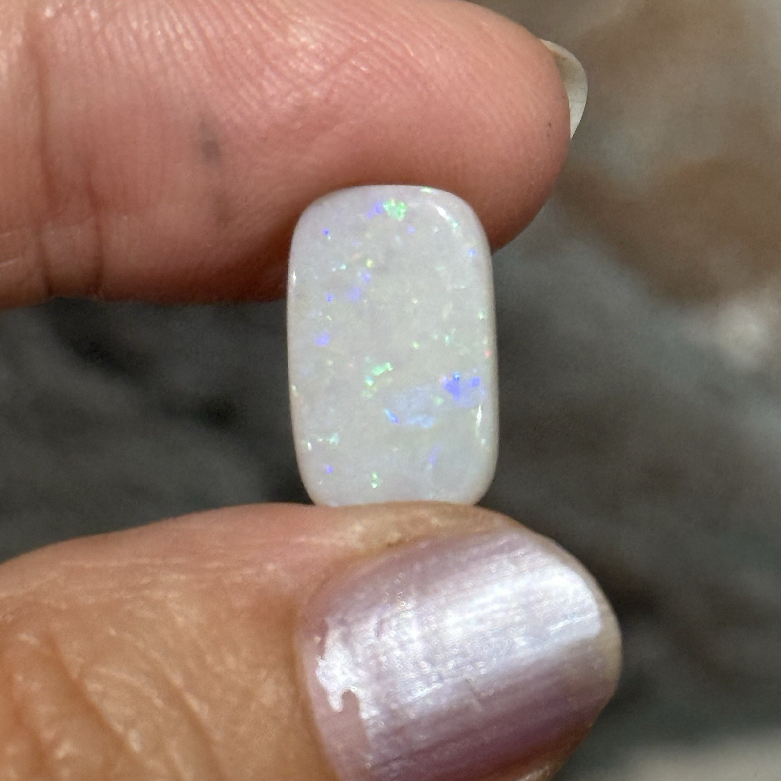 4.1ct 15.1×9.3×3.3mm Solid White Coober Pedy Stardust Australian Opal Cabochon