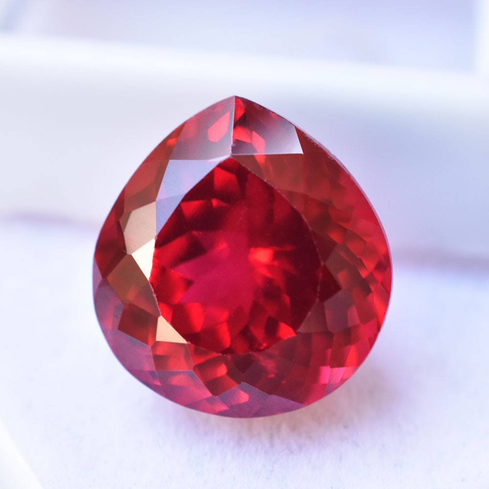 FLAWLESS Pear Cut 13 Ct CERTIFIED Natural Red Ruby Loose Gemstone For Wedding