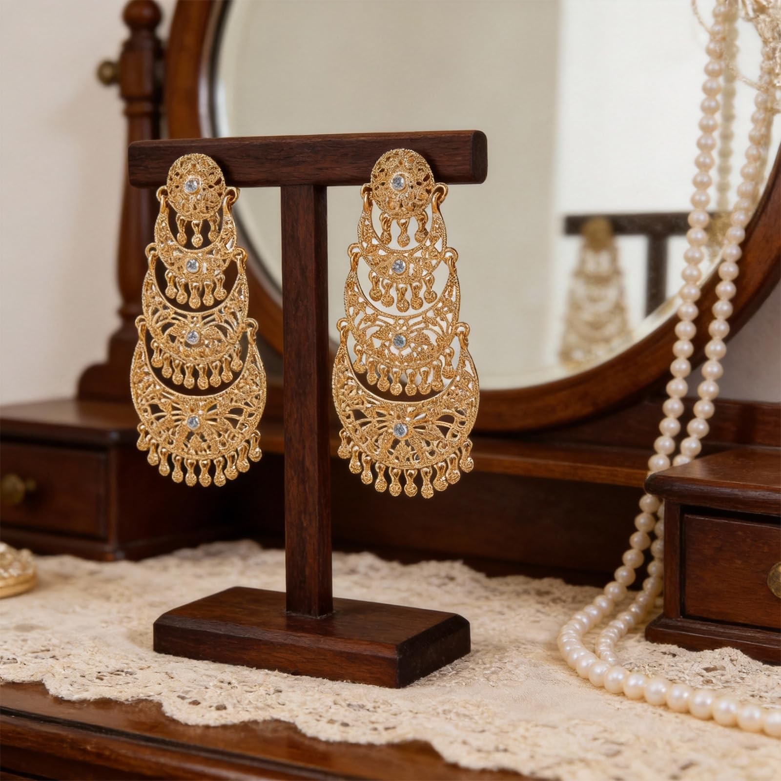Bohemian Gold Long Tassel Dangle Drop Earrings, Beaded Chandelier Earrings fo…