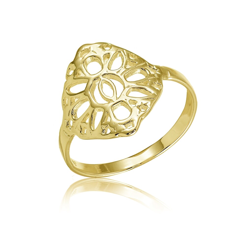 Yellow Gold Flashed Sterling Silver Filigree Celtic Sun Ring, Size 7