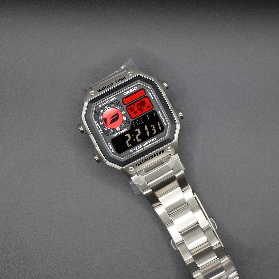 Lexus F Badge CASIO AE-1200WHD. Royale Watch Mod. Negative Display – F Racing