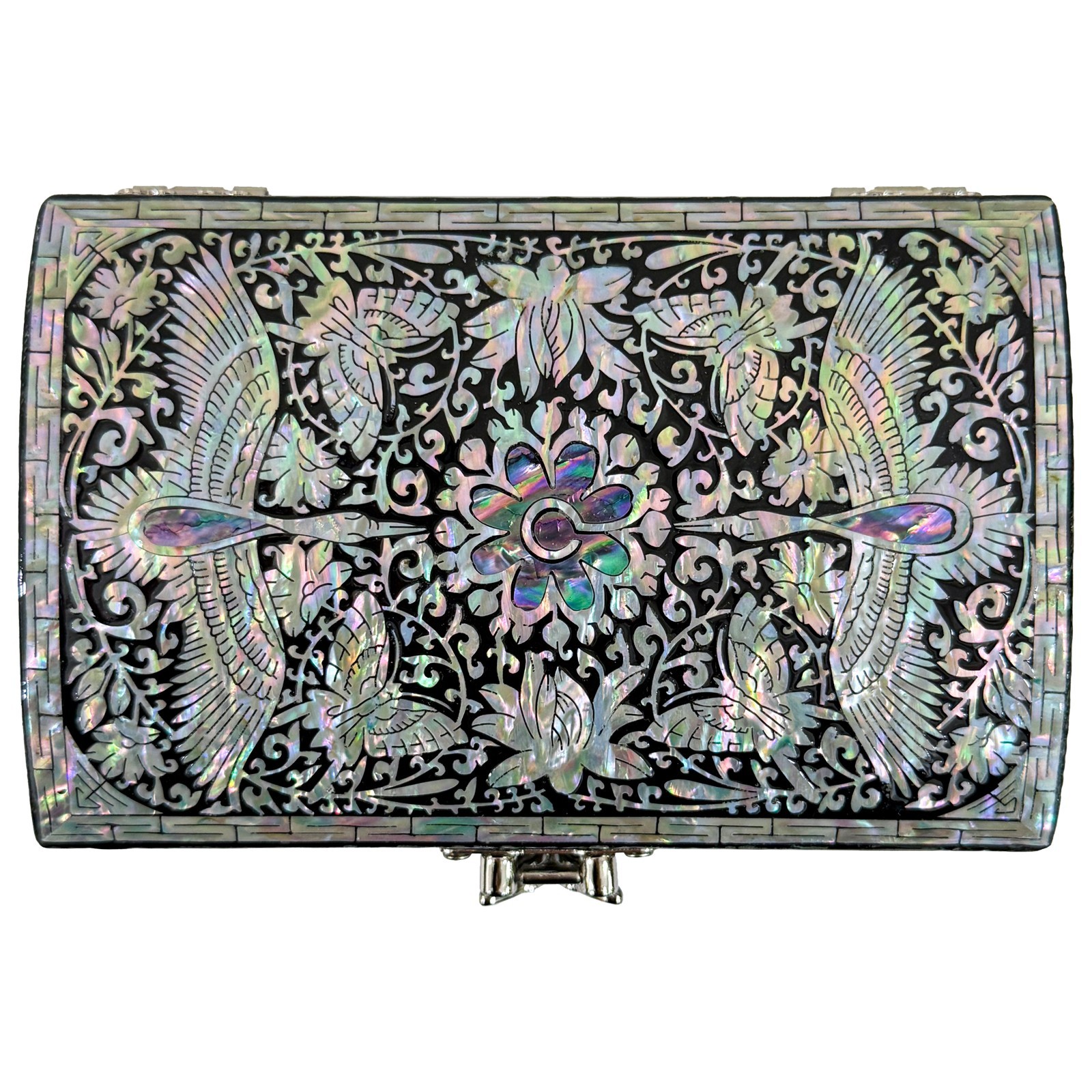 Korea Traditional Mother of Pearl Crane Jewelry Box wood trinket box