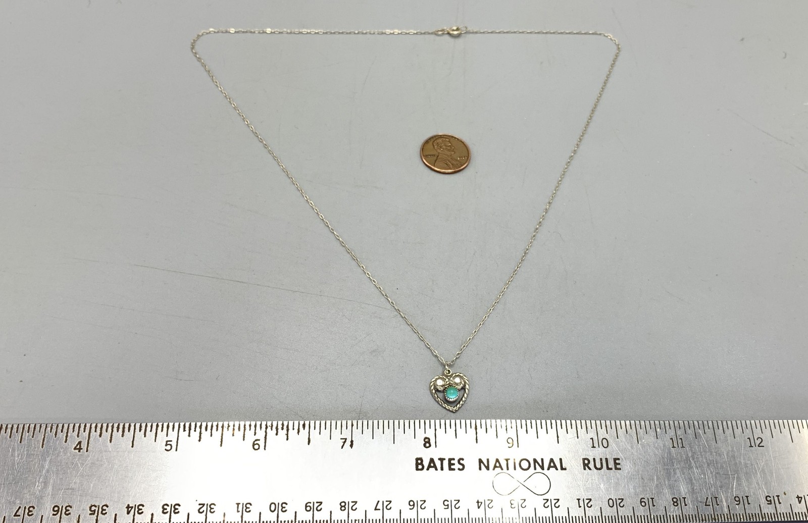 Sterling Silver, Faux Turquoise Cabochon Heart Pendant Necklace