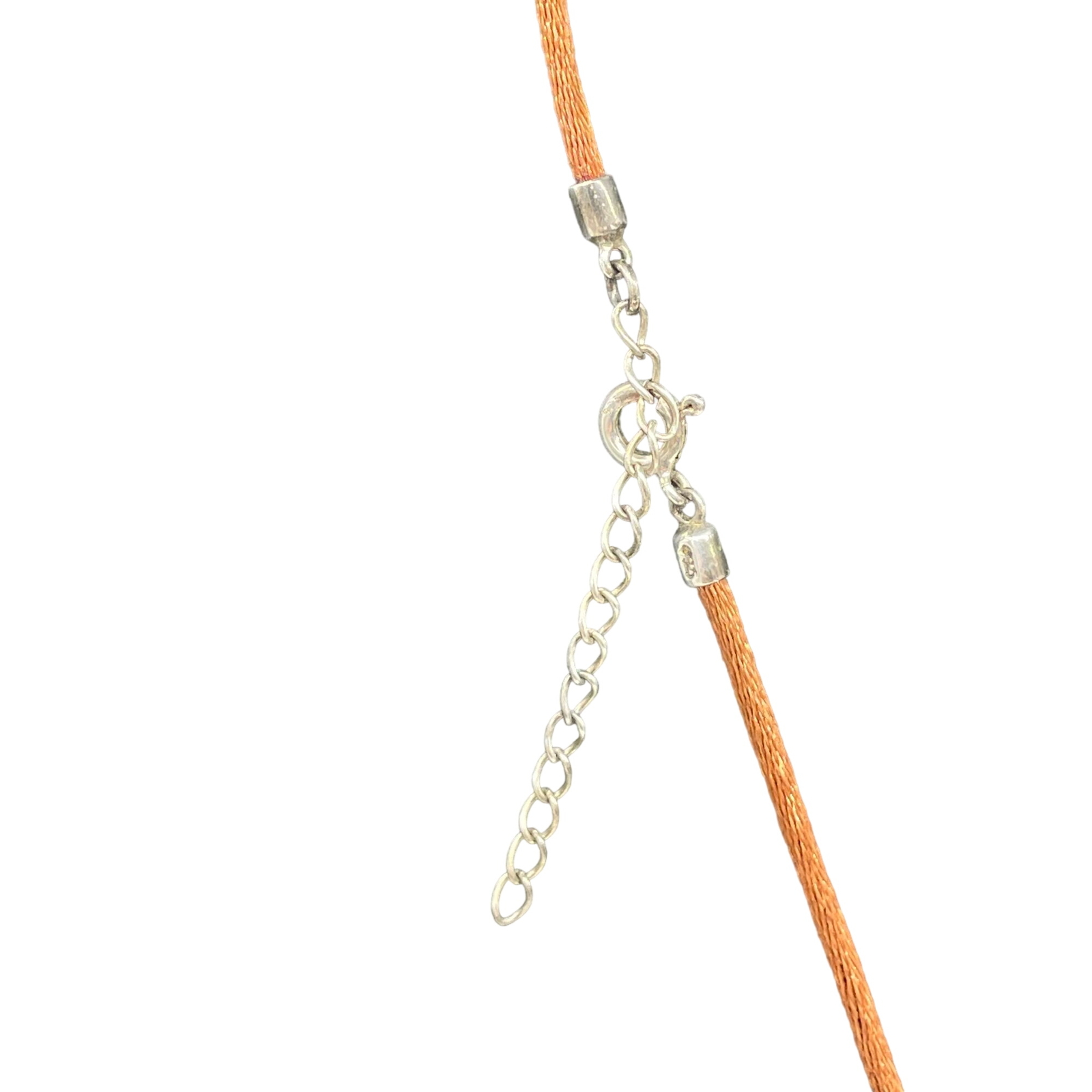 925 Sterling Silver Heart Pendant Cord Necklace Orange 18 to 20 Inches