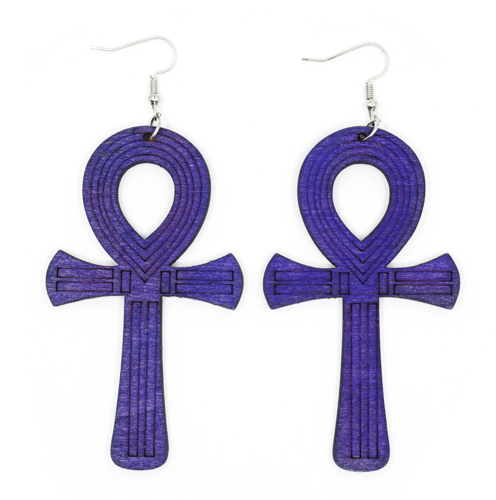 TB Colorful Wood Anka Ankh Cross Life of Symbol Fashion Jewelry Women Earrings