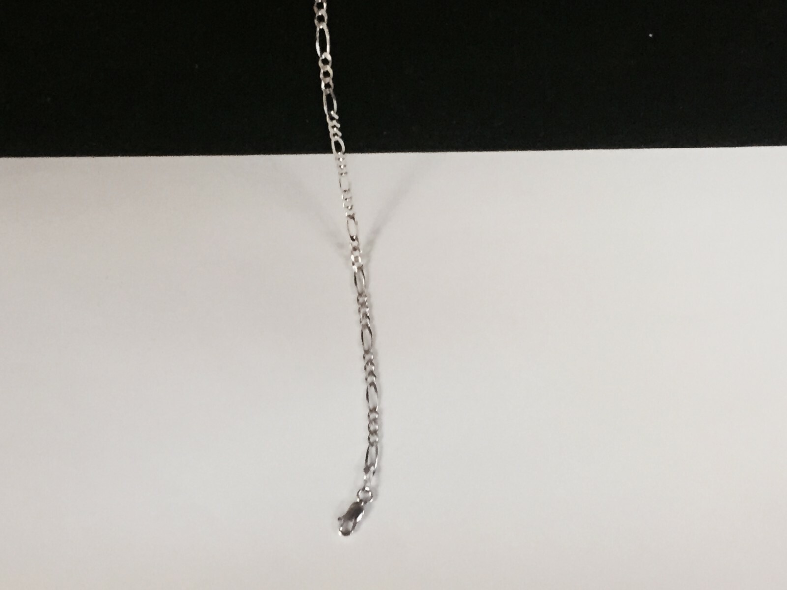 14kt Solid White Gold Mens Figaro Curb Link Chain/Bracelet 7″ 2.6 mm 1.75 grams