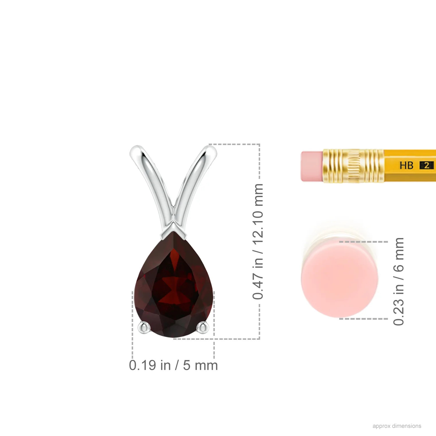 Angara Natural V-Bale Pear-Shaped Garnet Solitaire Pendant in 14K White Gold