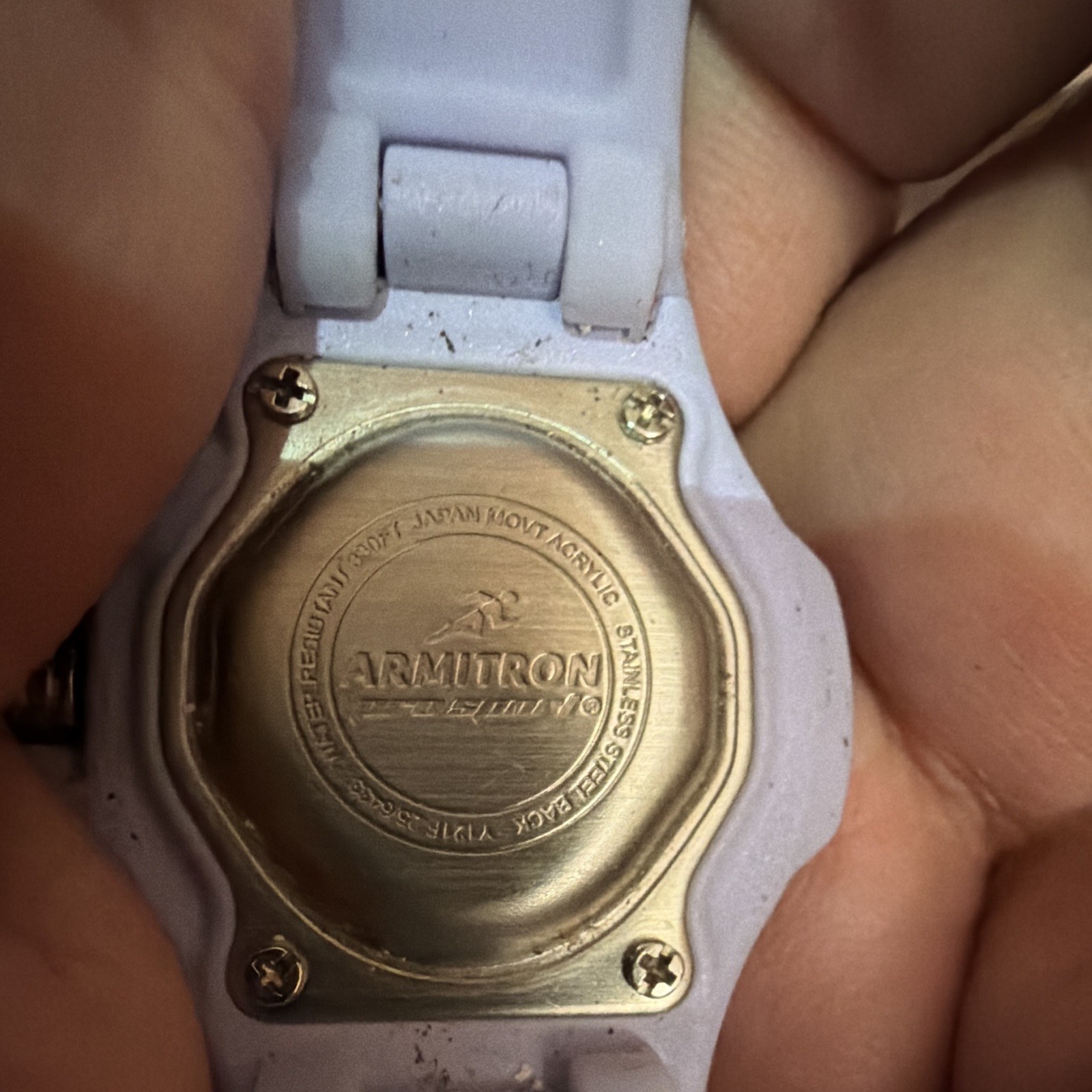 Armitron Instalite Quartz Analog Wristwatch Purple Resin Strap 100m WR