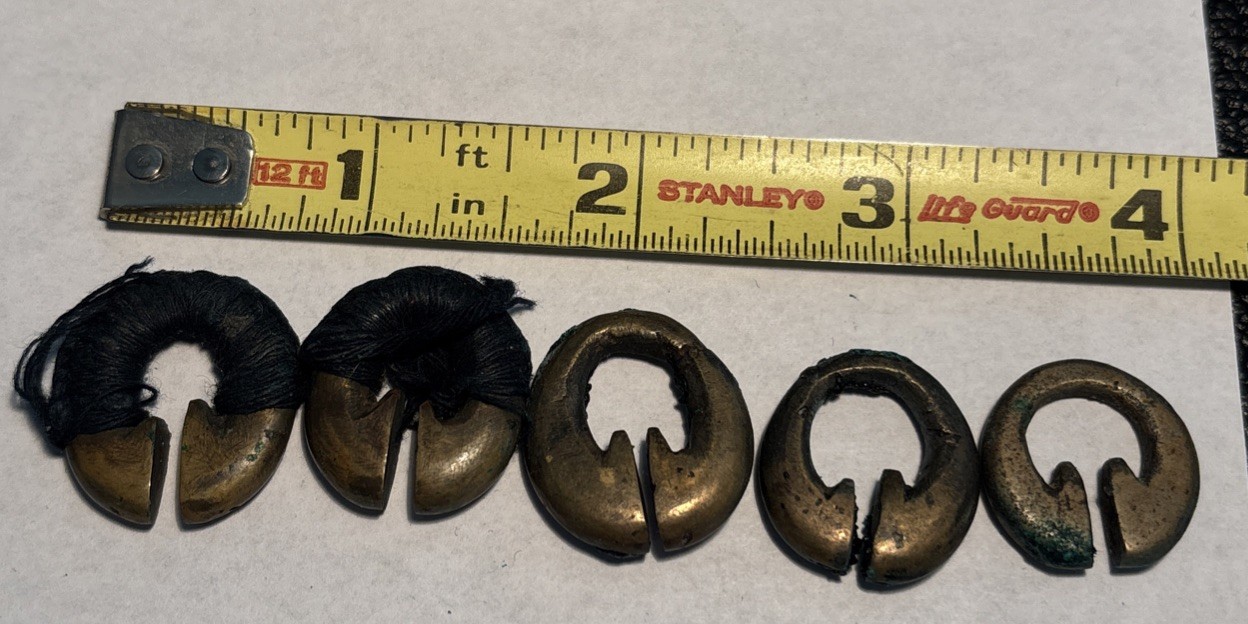 Lot of 5 Brass Beads Igorot Lingling-O Philippines Vintage Handmade