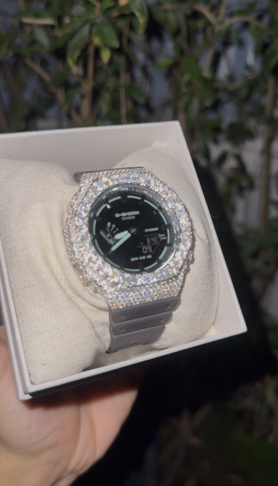 Custom Casio G-Shock GA2100 Moissanite Watch Black Dial