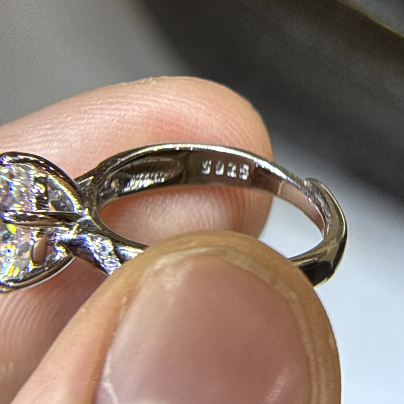 SS 925 Silver Ring Mossinite size 6