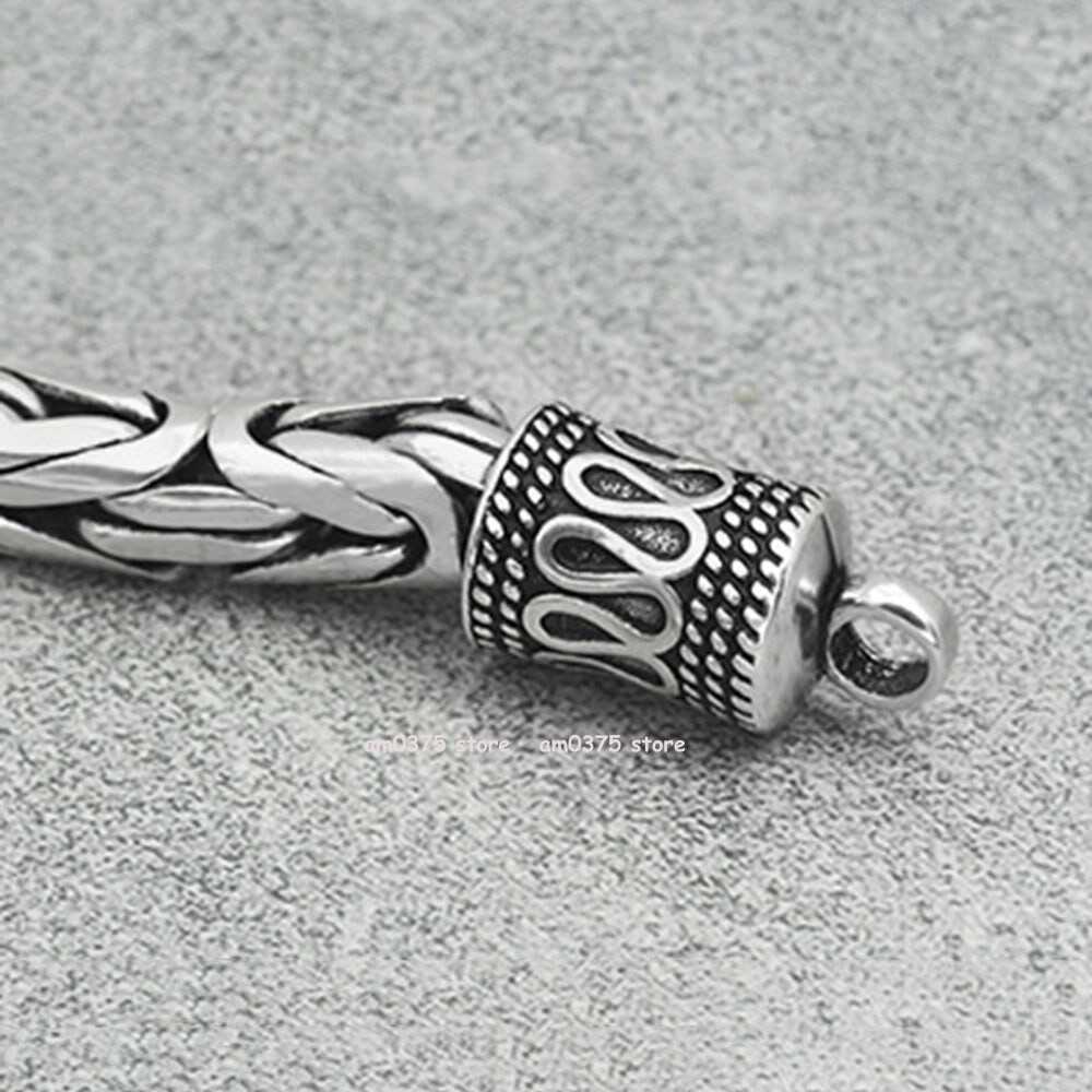 Real S925 Sterling Silver Necklace Women Man 4/5/6/7/8mm Round Byzantine Chain