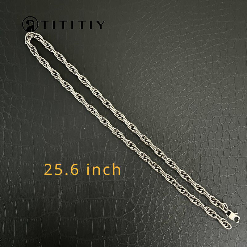 New Pure Titanium Twisted Necklace Wide 7mm Wide Anti Allergic 25.6 Inch Gift