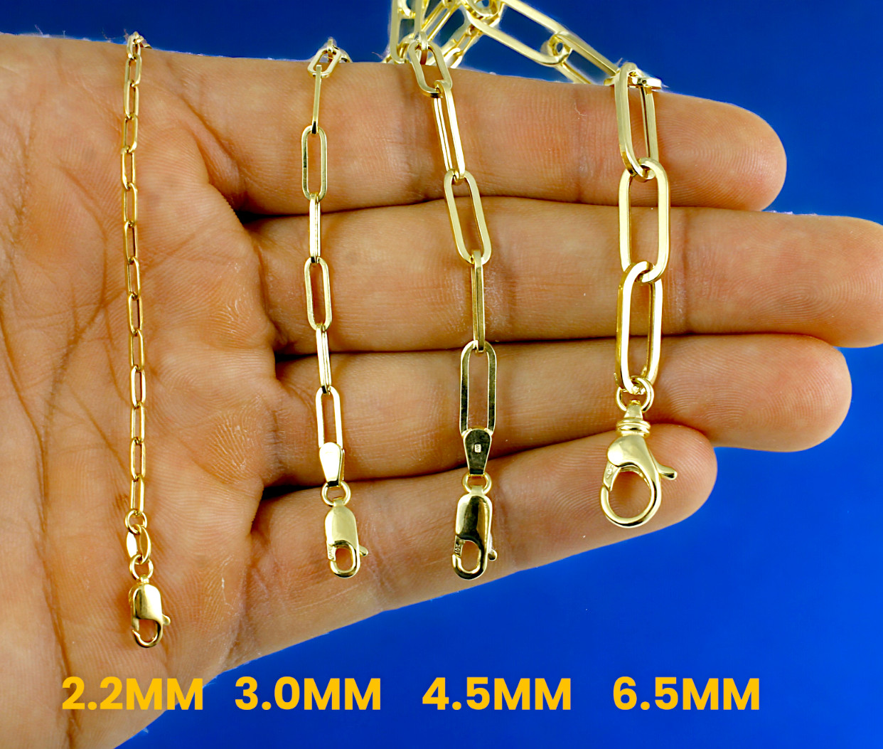 10K Yellow Gold 2mm-6.5mm Oval Paperclip Link Chain Necklace All Sizes Real