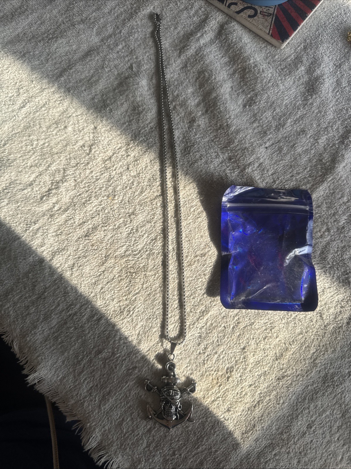 Pirate Skull And Anchor Necklace 22 Inch Chain