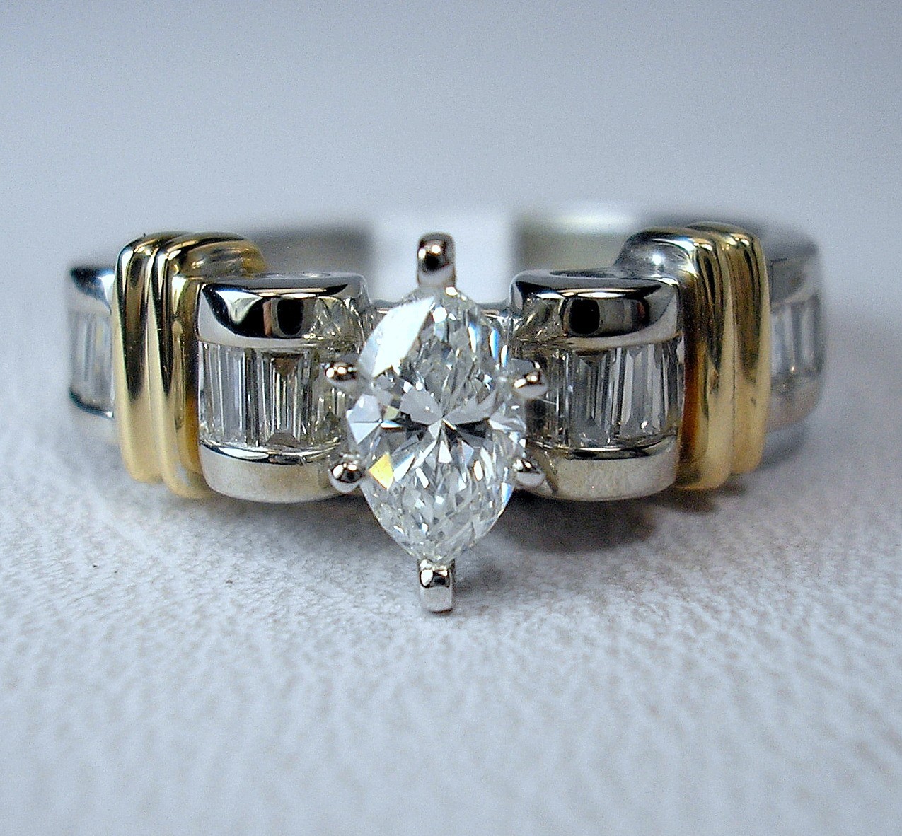 0.36 ct Marquise 0.61 ctw Natural Diamond 14KTT Engagement Ring Was $1,995 Video