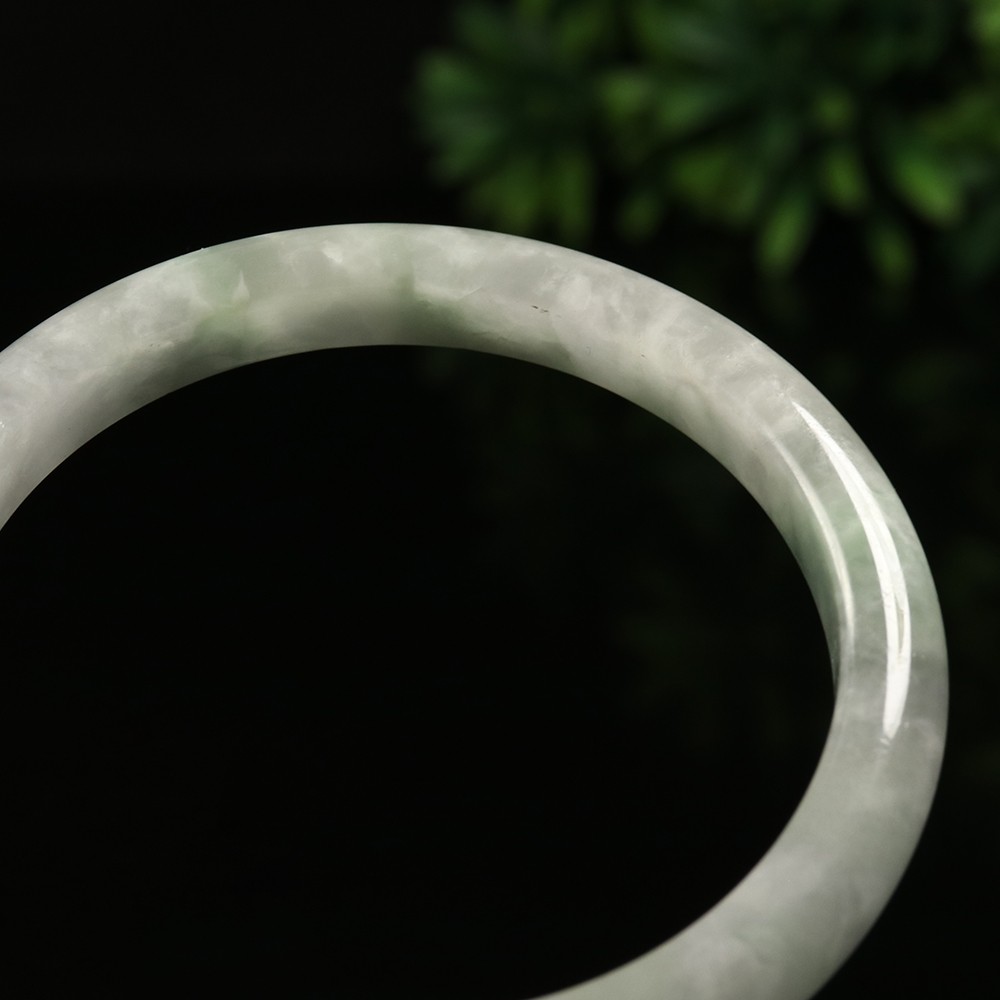 61mm White Lavender Green Jadeite Jade Bangle Bracelet Burma Jade Bangle A-14133