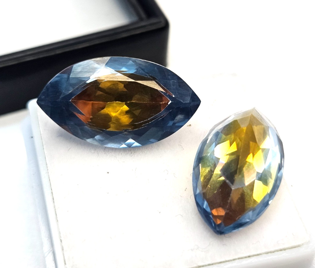 Pitambari Sapphire Natural Marquise Cut 18-19 Ct Certified Pair Gemstone FR-019