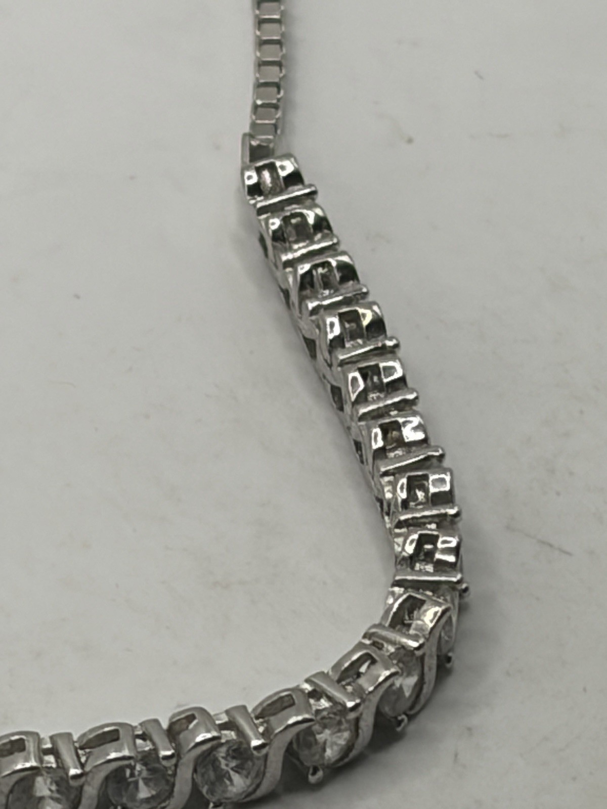 Sterling Silver Adjustable Slider Bracelet 925 Box Chain Minimalist CZ Style