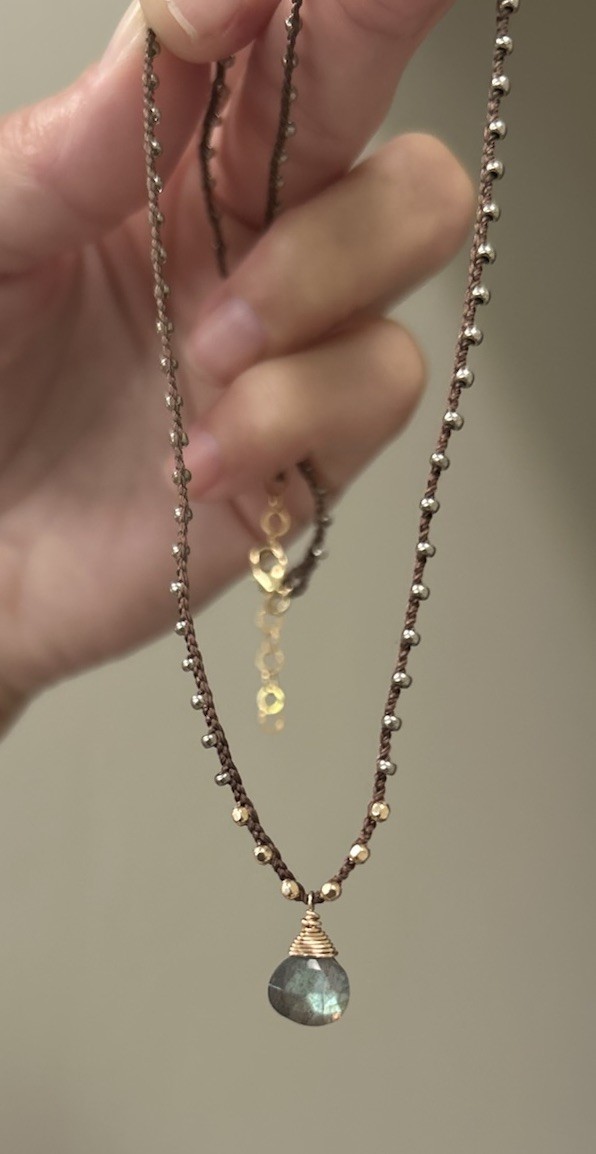 Pyrite Seed Bead Labradorite 14k Gold Filled Necklace Sundance Catalog $148