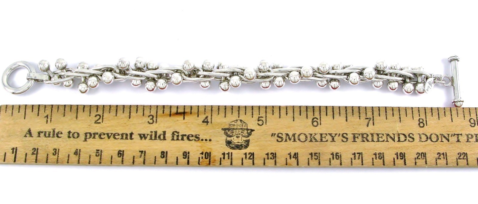 Silpada B0523 Sterling Silver 925 Beaded DNA Helix Toggle Bracelet 74.9G