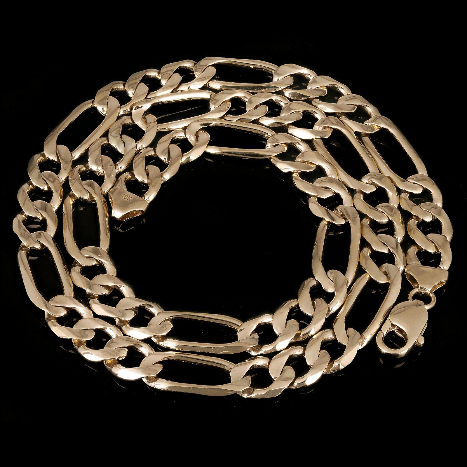 Men’s 10k Yellow Gold Solid Figaro Chain Necklace 20″ 9.7mm 51.6 grams