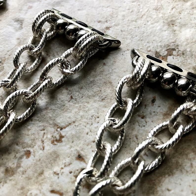 Twisted Wire Pattern Chain Link Band Apple Watch Ultra 3 2 1, 11 10 SE 3 Series