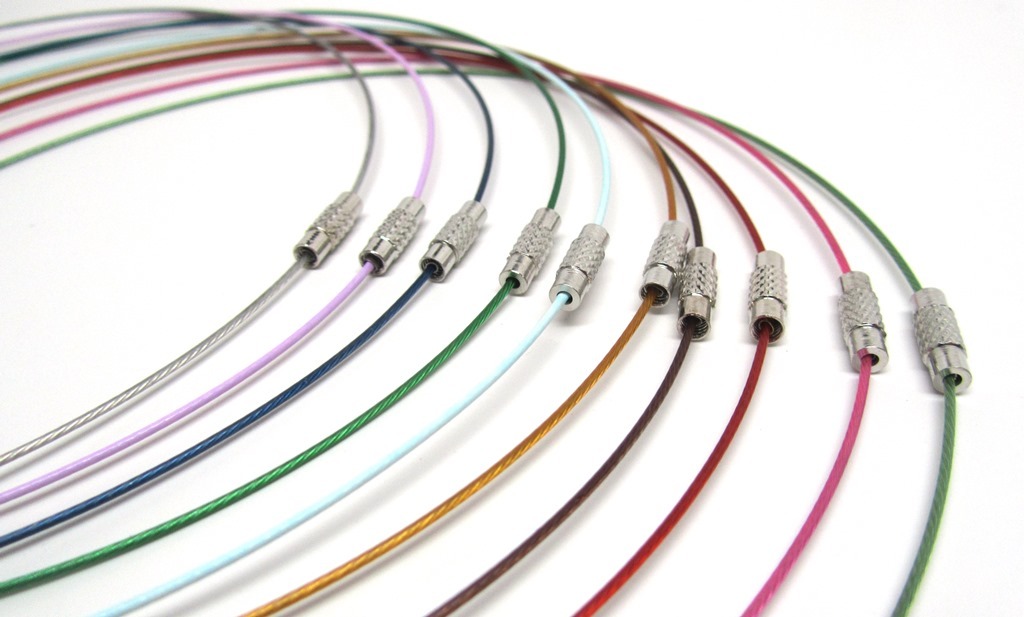 10 pcs. Memory Wire Choker Coated Necklaces with Silver Screw Clasps – 18″