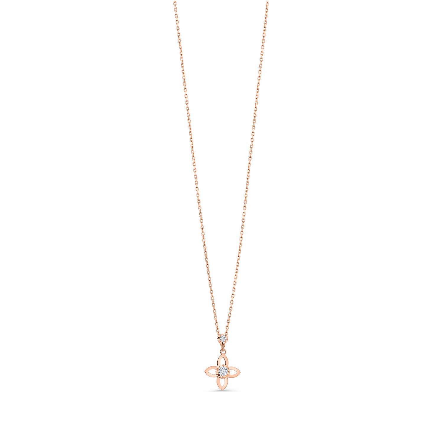14K Rose Gold White Lab Grown Diamond Pendant Necklace for Women | 0.05 Ct |