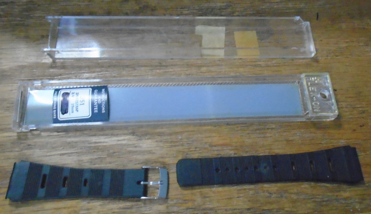 H Flex On #351 Rubber Black Sportstrap Watch Band 3/4″ 19mm Silver Buckle Vintag