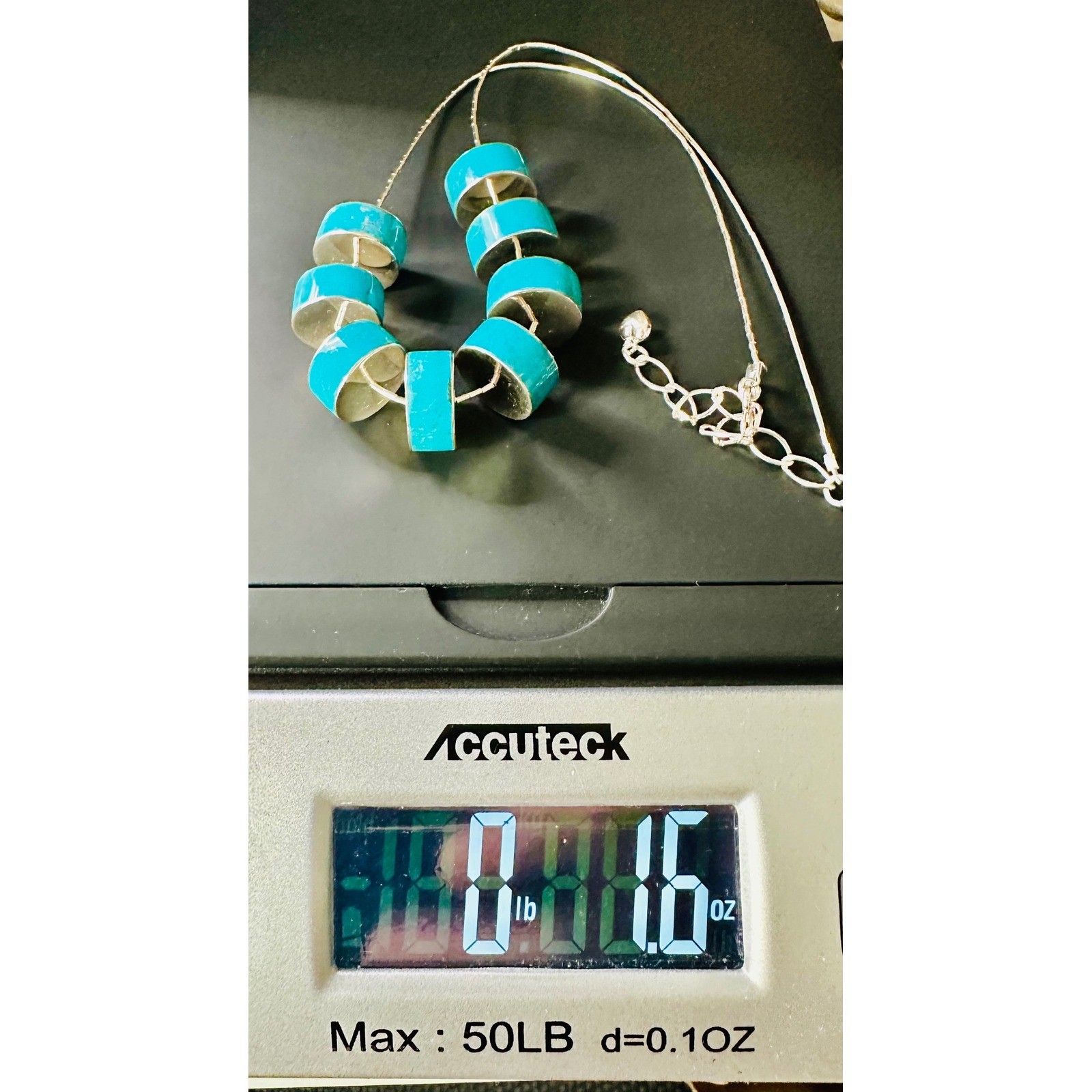 Jay King Desert Rose Trade Turquoise Sterling Silver Cylinder Bead Necklace *see
