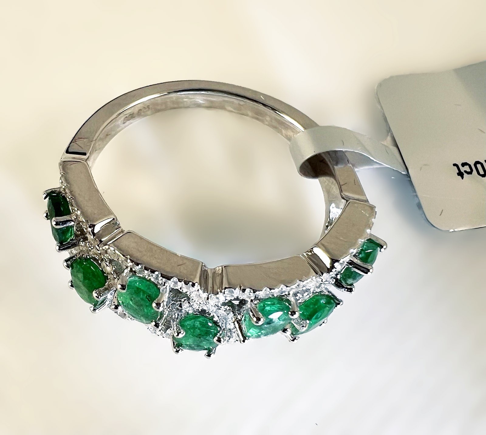 Natural Emerald 1.2ct Cluster Band Ring S925 Size 7.5 2nd Day Air Fast Shipping