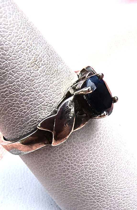 Sterling Silver Ring, Sapphire Solitaire, Size 8 Marked 925, Acid Tested #239