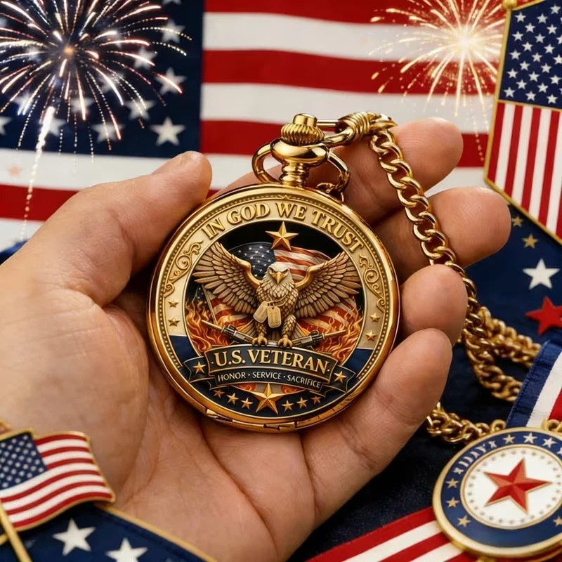 1776-2026 250th Anniversary Commemorative Pocket Watch Eagle American Collectors