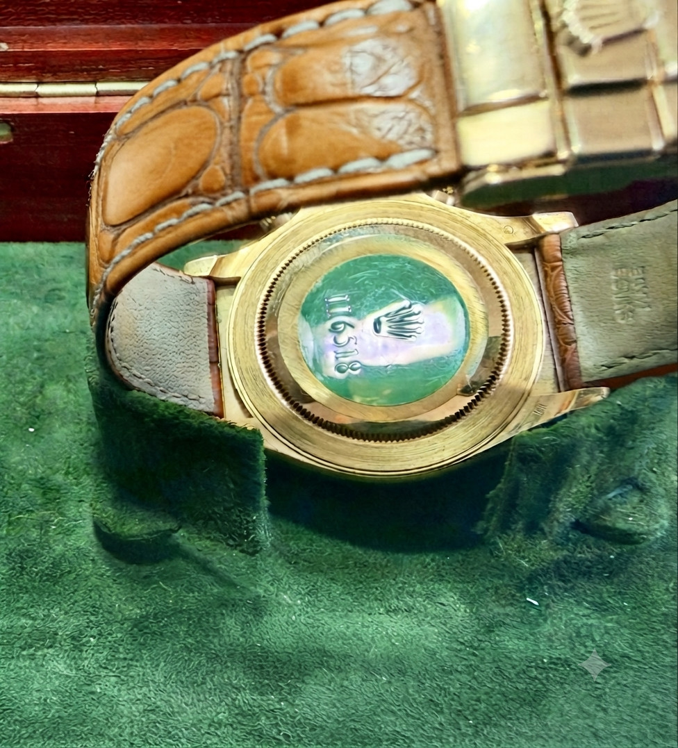 Rolex Daytona Yellow Gold Dark Mother of Pearl MOP Roman Black 116518 BOX PAPERS