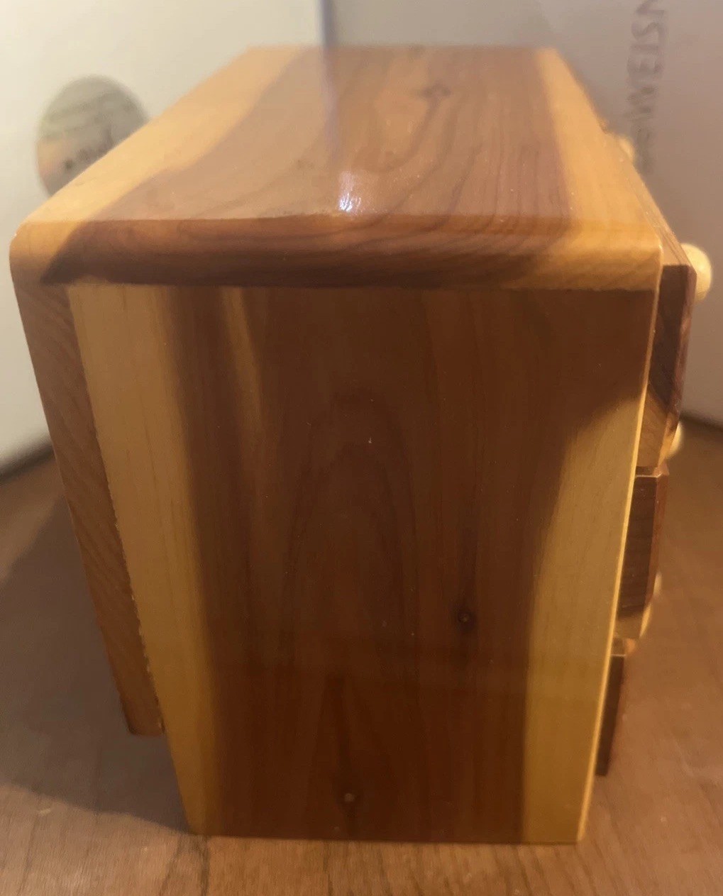 Beautiful Handmade 4 Drawer Wood Jewelry Box, Unique Wood Grain, 5.5X3”
