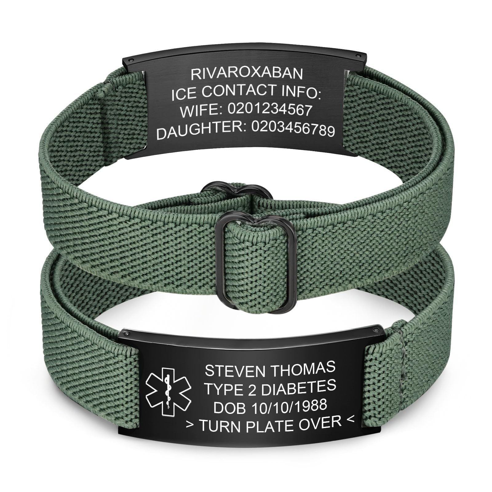 Free Engraving Personalized Medical Alert Bracelet Stainless Steel Wristband