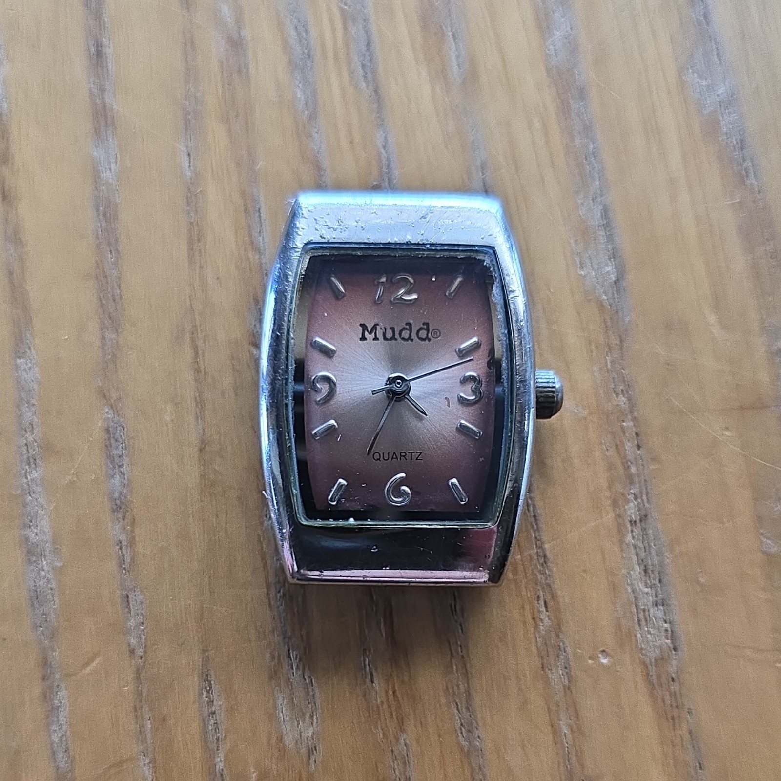 Mudd Women’s Quartz Analog Silver Tone Rectangle Watch Pink Dial
