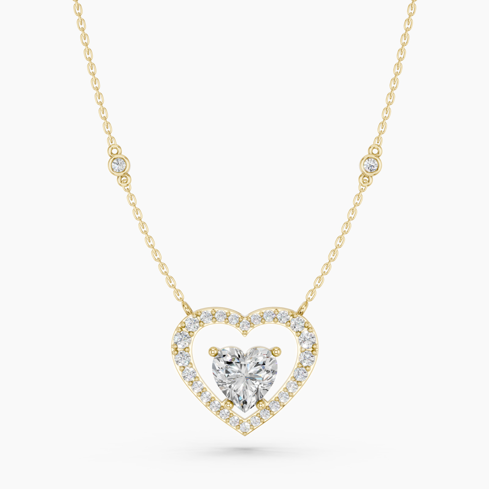 1.60CT Heart & Round Cut Moissanite Luxuries’ Style Pendant Necklace in Silver
