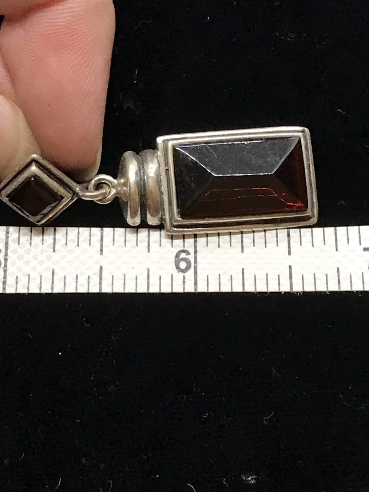 Vintage Sterling Silver 925 Amber Stones Pierced Dangle Earrings Makers Marked