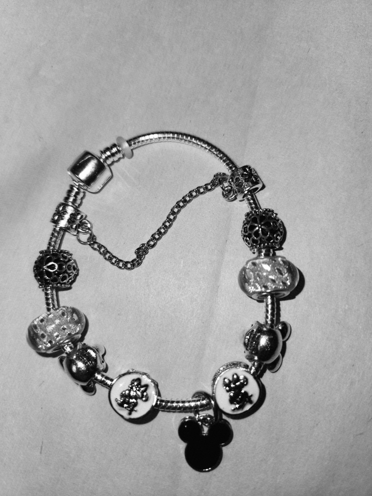 Pandora (2) Mouse Charm, Black Edition, with style bracelet , 190 mm / 7.5″ Lg.