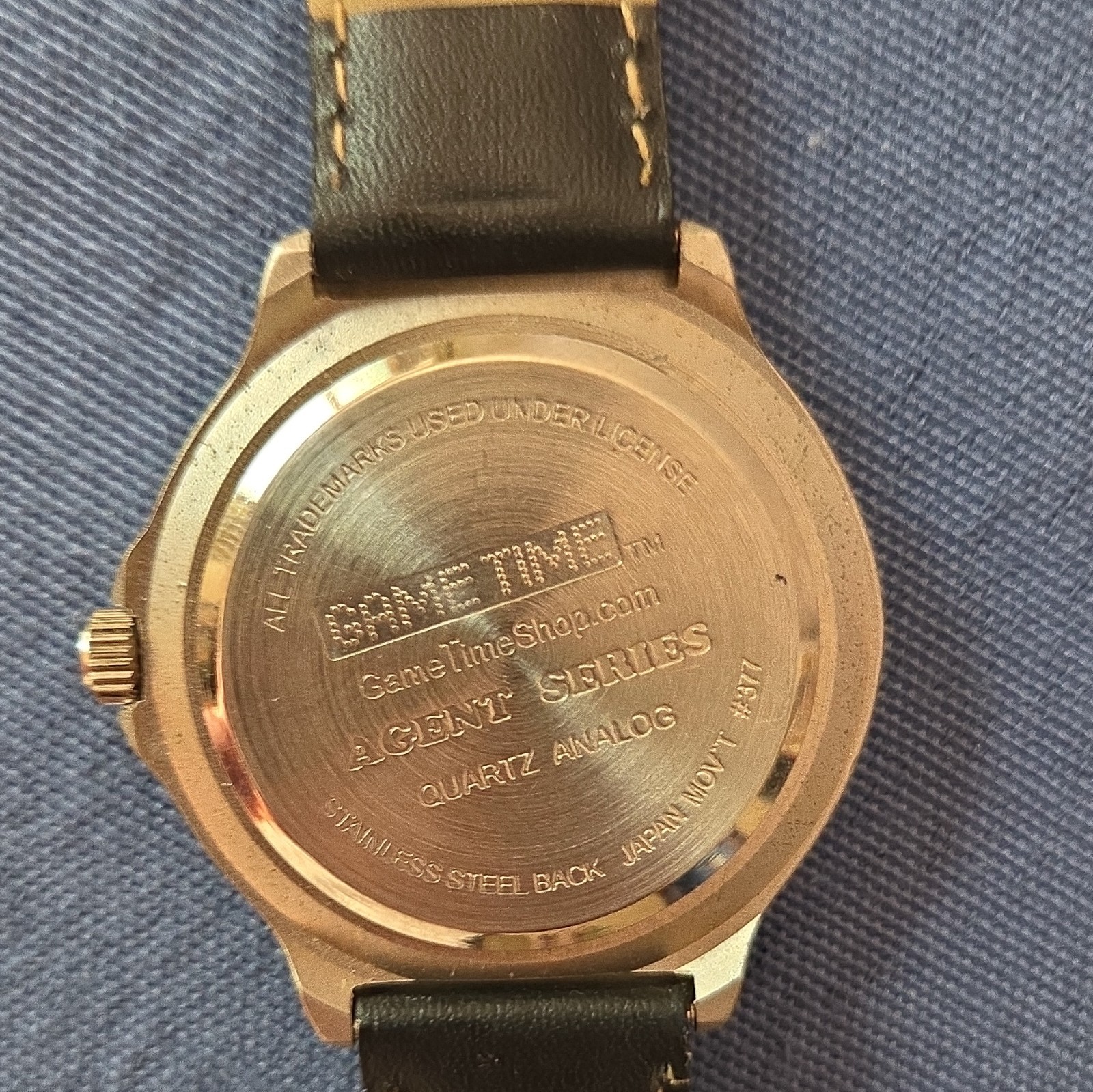 Game Time Agent Series Quartz Analog Watch Silver Dial Black Leather Strap